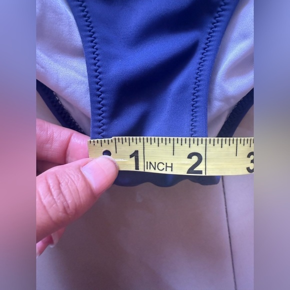 Victoria’s Secret PINK Swimsuit Floral Swim Embroidered Plunge One Piece Navy S/ - Picture 4 of 9